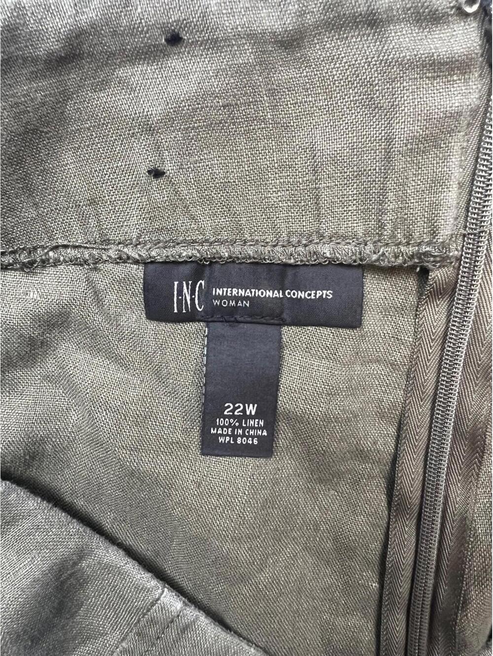 I.N.C Coastal Linen Wide Leg Pants Womens Plus 22W Green Summer Minimalist - Picture 9 of 9